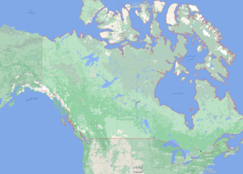 خريطة كندا باللغة العربية