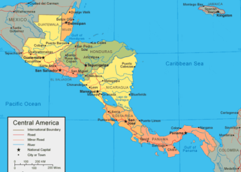 خريطة أمريكا الوسطى :موقعها و دولها وأبرز مدنها