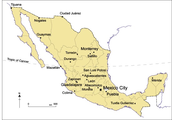 مدن المكسيك الرئيسية